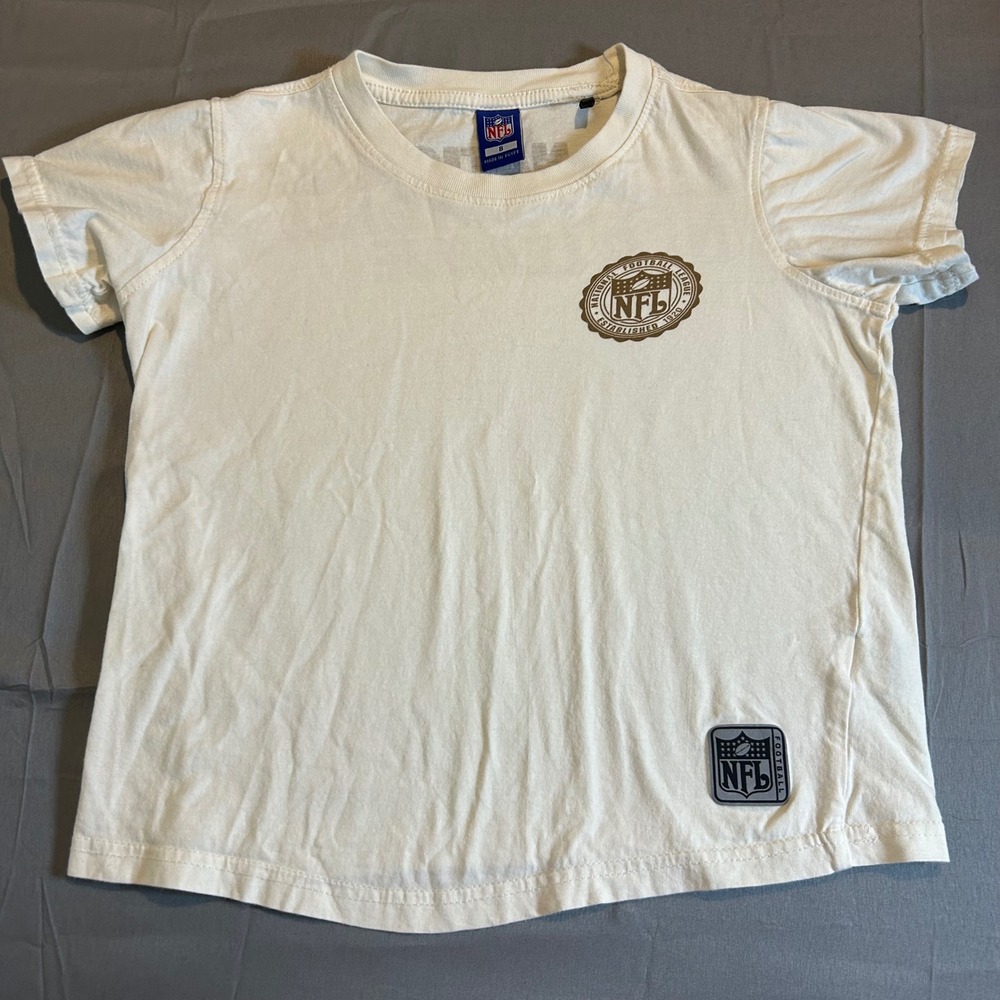 Kids NFL National Football League Cream Short Sleeve T Shirt Size 8